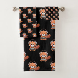Red Panda Gamer Bath Towel Set