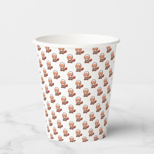 Red Panda Gamer Paper Cups (Front)