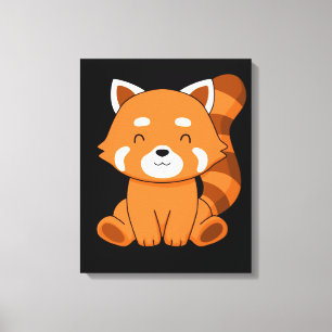 Red Panda Gift Kids Women Kawaii Red Panda Canvas Print