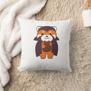 Red Panda Halloween Cute Devil Vampire Costume Throw Pillow