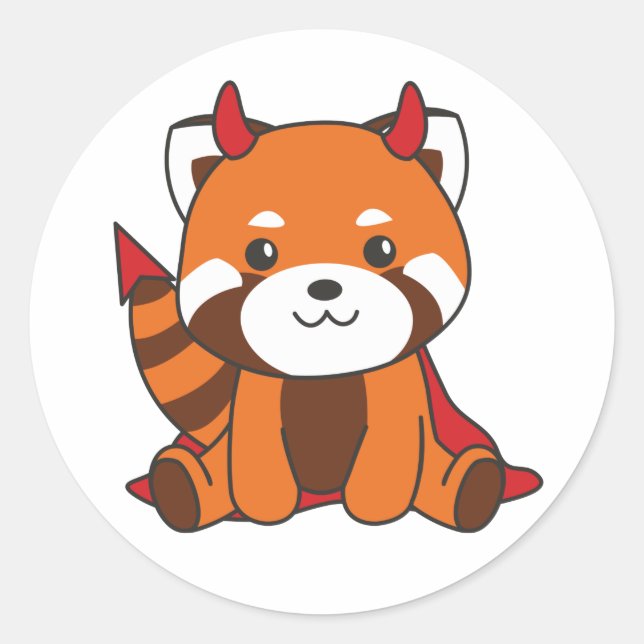 Red Panda Halloween Cute Devil Witch Costume Class Classic Round Sticker (Front)