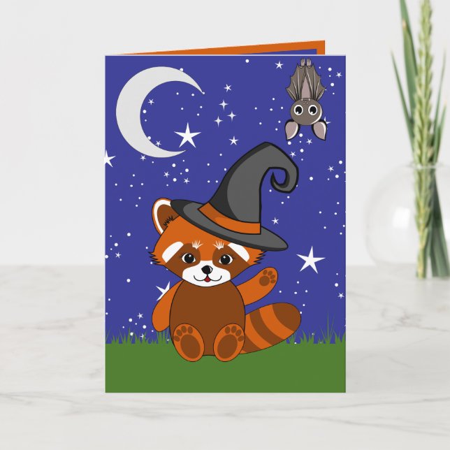 Red Panda Halloween Folded Greeting Card (Front)