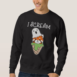 Red Panda Halloween Ghost I Scream Ice Cream Pun Sweatshirt