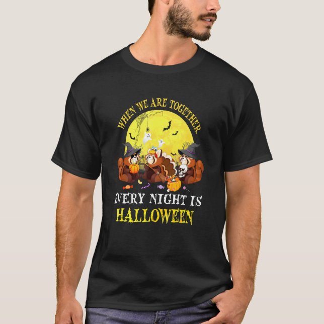 Red Panda Halloween Moon Light T-Shirt (Front)