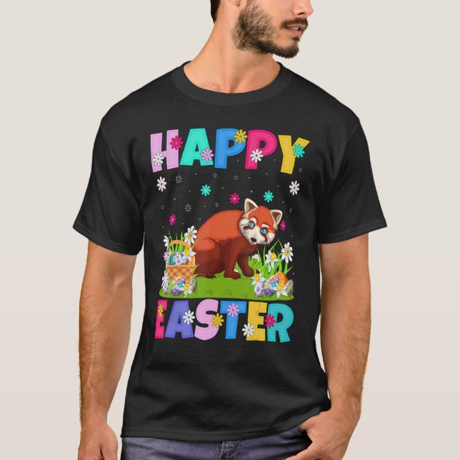 Red Panda Happy Easter Bunny Red Panda Easter Sund T-Shirt (Front)