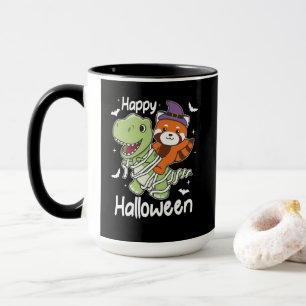 Red Panda Happy Halloween T-rex Mummy Costume Mug