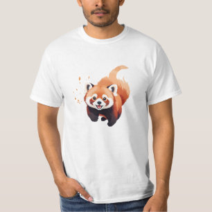 Red Panda Happy Playful Fun Jumping In The Air Joy T-Shirt