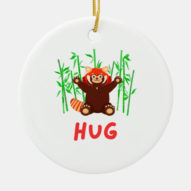 Red panda: HUG Ceramic Ornament (Front)