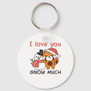 Red Panda I Love You Snow Much Snow Pun Keychain