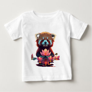 Red panda in a lotus pond baby T-Shirt