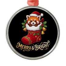 Red Panda in Christmas Stocking Merry & Bright