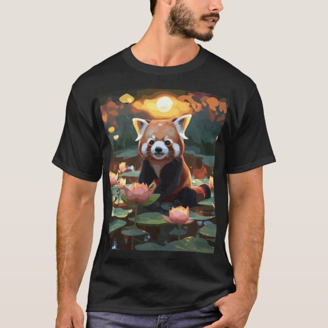 Red panda in lotus pond T-Shirt (Front)