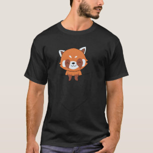 Red Panda In Pocket Red Panda Bear Pocket T-Shirt
