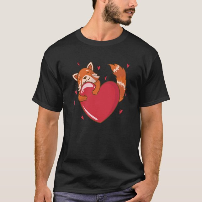 red Panda is in Love Bear Cat Bamboo T-Shirt (Front)