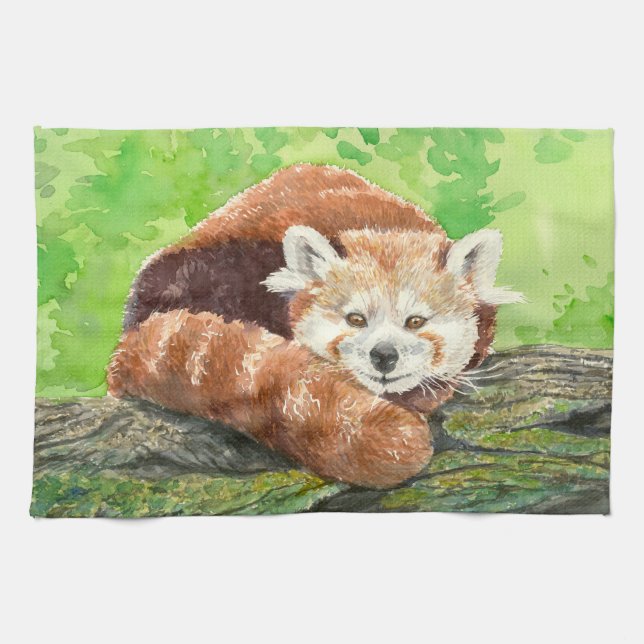 Red panda kitchen towel (Horizontal)