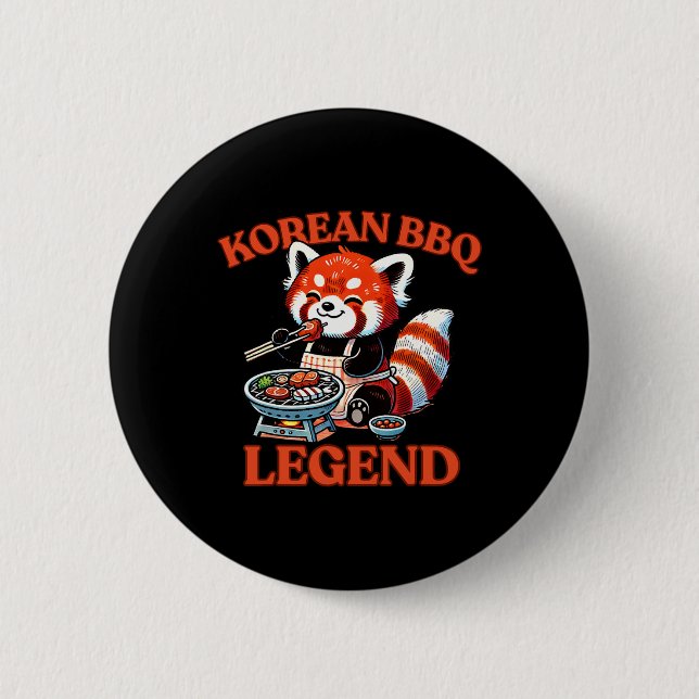 Red Panda Korean Bbq Legend  2 Inch Round Button (Front)