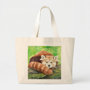 Red panda large tote bag