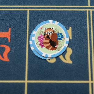 Red Panda Lotus Flowers Henna Poker Chips