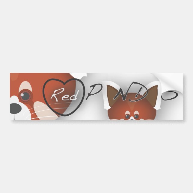 Red Panda Love Bumper Sticker (Front)