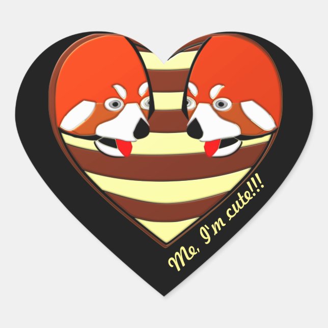 Red Panda Love heart Sticker (Front)