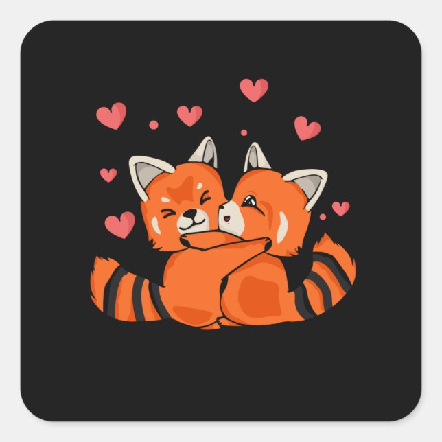 Red Panda Lover Valentines Day Gift Red Panda Square Sticker (Front)