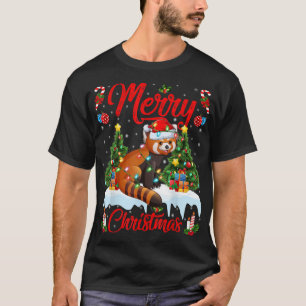 Red Panda Lover Xmas Lighting Santa Hat Red Panda  T-Shirt