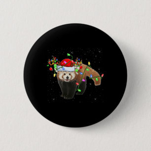 Red Panda Lover Xmas Lighting Santa Red Panda Chri 2 Inch Round Button