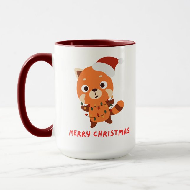 Red panda Merry Christmas Mug (Left)