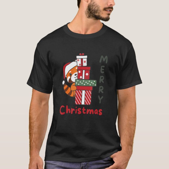 Red Panda Merry Christmas Winter Red Pandas Christ T-Shirt (Front)