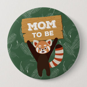Red Panda mom to be baby shower button