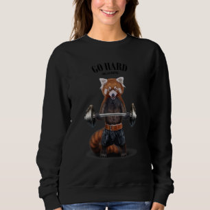 Red Panda Muscle Training Weightlifting Fitness In Sweatshirt