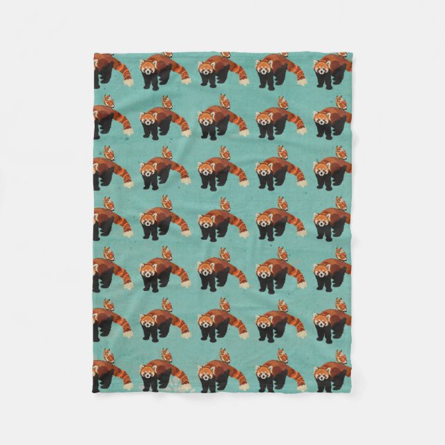 Red Panda & Owl Fleece Blanket (Front)