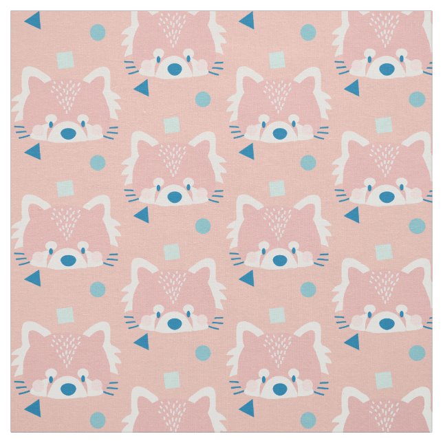 Red Panda Pattern Modern Pink Fabric (Swatch)