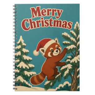 Red Panda Pine Edge Animal Christmas Notebook