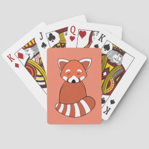 Red panda playing cards 
