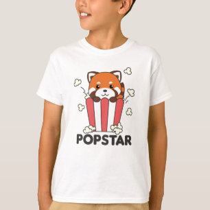 Red Panda Popcorn Popstar Funny Pun T-Shirt