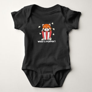 Red Panda Popcorn Whats Poppin Funny Baby Bodysuit