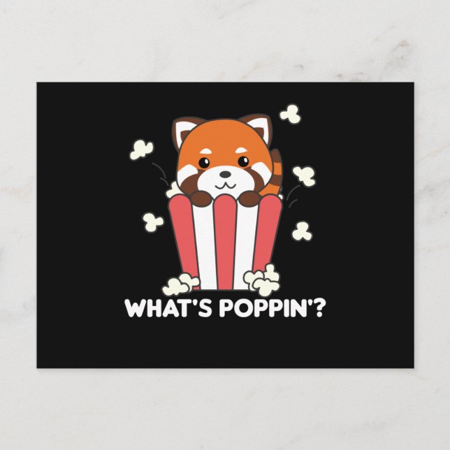 Red Panda Popcorn Whats Poppin Funny Postcard (Front)