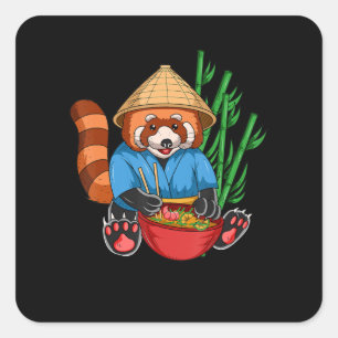 Red Panda Ramen Cook Men Women Kids Ramen Gift Square Sticker