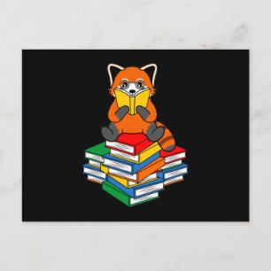 Red Panda Reading Books Cute Pet Animal Pandas Lov Announcement Postcard