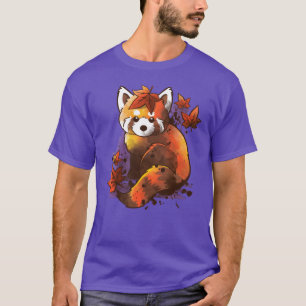 red panda red leaves retro gift T-Shirt