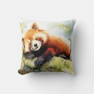 Red Panda Relaxing In Garden Animal Fun Happy Cool Throw Pillow