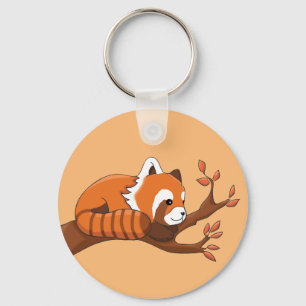 Red Panda Resting in Tree Keychain