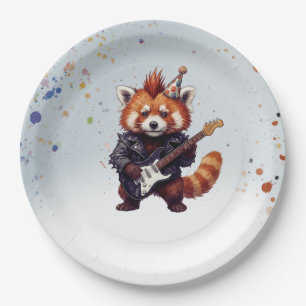 Red Panda Rocker Birthday Plates
