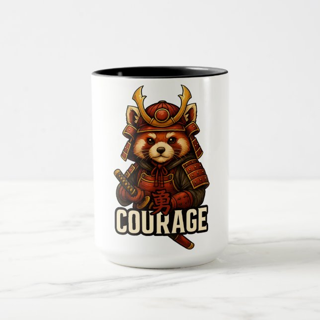 Red Panda Samurai with the word Courage Mug (Center)