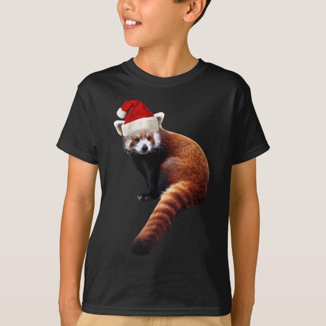 Red Panda Santa Cute Christmas Hat for Pandabear L T-Shirt (Front)