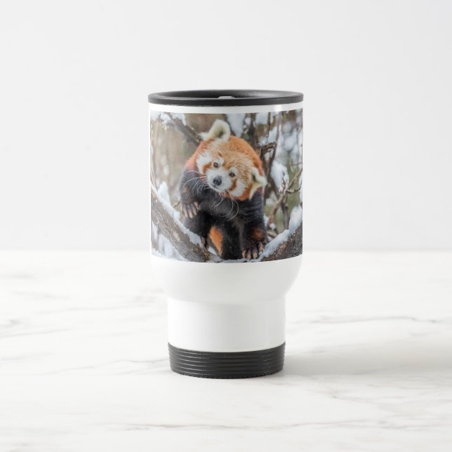 Red Panda Shaking Head Travel Mug (Center)