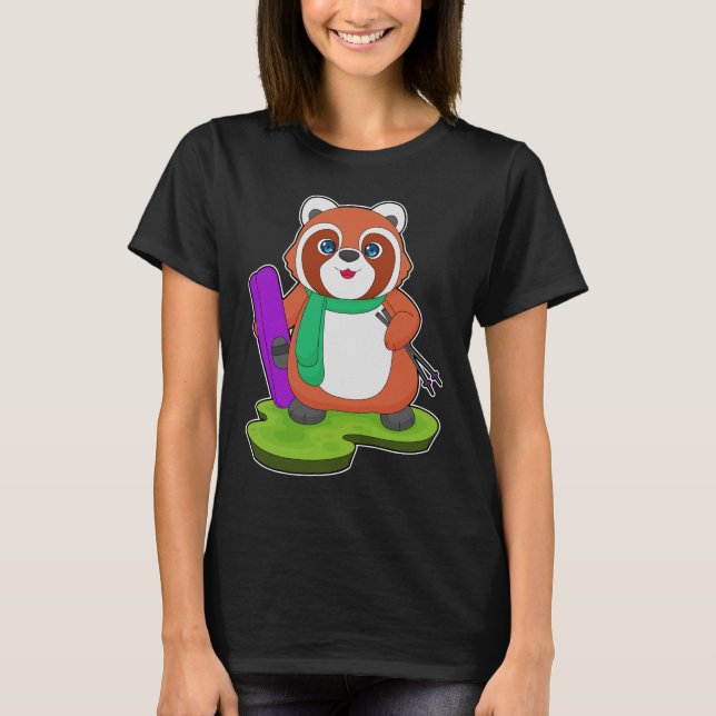 Red Panda Skier Ski T-Shirt (Front)