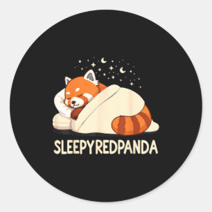 Red Panda Sleep Pajamas  Classic Round Sticker