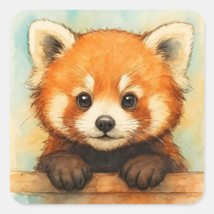 Red Panda Square Sticker